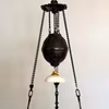 Antik svart bevingad fotogenlampa 10'''