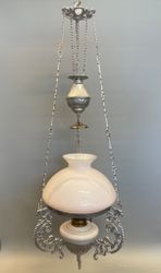 Antik korgfotogenlampa i gjutjärn 14'''