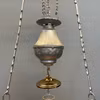 Antik korgfotogenlampa i gjutjärn 14'''