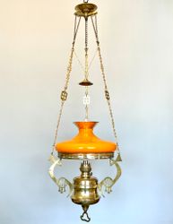 Antik takfotogenlampa jugend med mörkgul kragkärm 14'''
