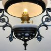 Takfotogenlampa tvåarmad i svart järn 10'''