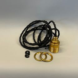 38 mm med 2 ringar - Sladdupphäng svart tygsladd/mässing
