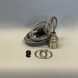 38 mm med 2 ringar - Sladdupphäng grå tygsladd/nickel