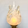 Fotogenlampa med handmålad kupa och dito fot 14'''