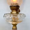 Stilig bordsfotogenlampa med rosa tulpankupa 14'''
