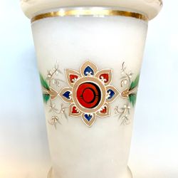 Bordsfotogenlampa i handmålad vasmodell med dito kupa 10'''