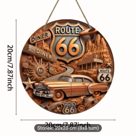 Skylt Route 66 trä