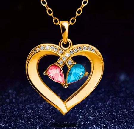Halsband kärlekshjärta. Glänsande strass.