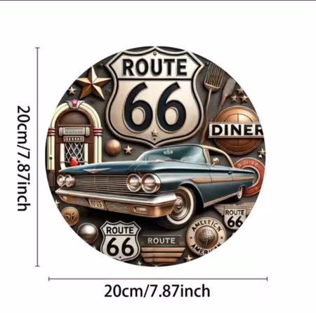Skylt Route 66 retro aluminium