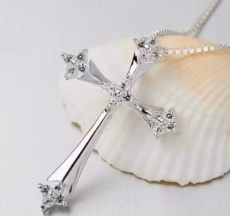 Halsband zirkonkors berlock