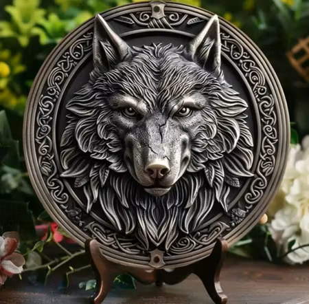 Skylt varg i aluminium.
