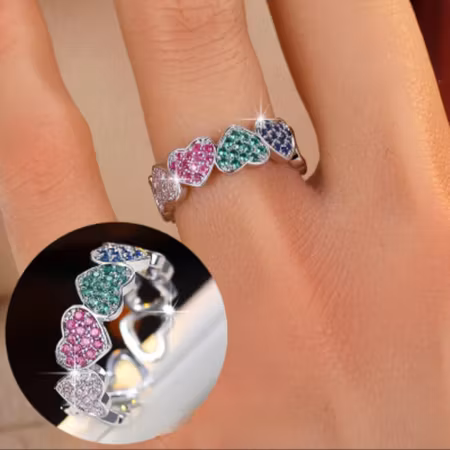 Ring  strass hjärta