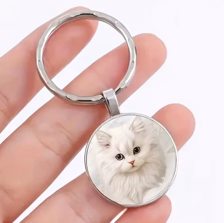Nyckelring vit katt