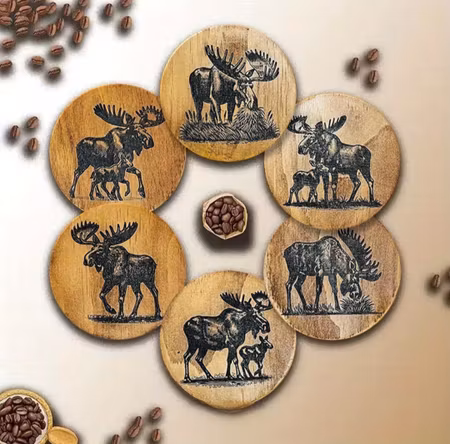 Glasunderlägg älgar