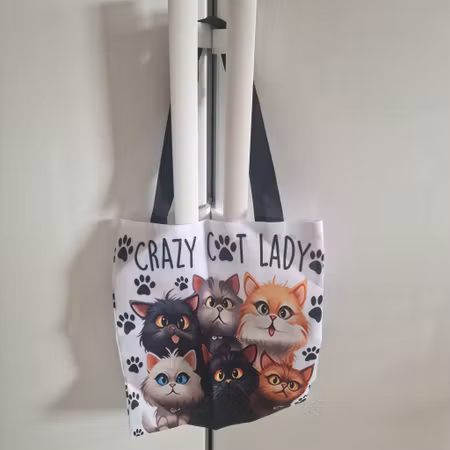 Tygväska kattmotiv kvinna