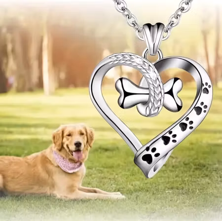 Halsband hjärta med hundben