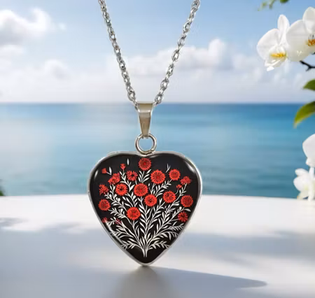 Halsband röda blommor