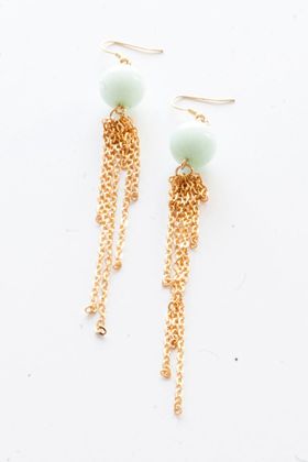 Gröna pärlor och tassels, örhängen