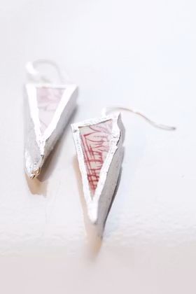 Retroporslin och silver, örhängen