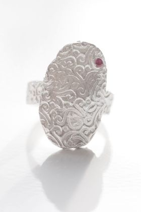 Mönstrat silver och kristall, ring