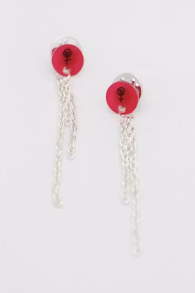 Rosa kragbroscher med tassels, feminist