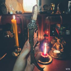 Ceremoniell Trollstav / Wand - Pyrit & Rökkvarts