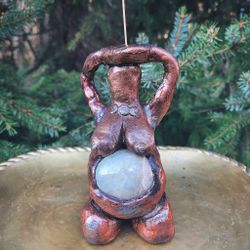 Handgjord Gudinnestaty - Grön Månsten