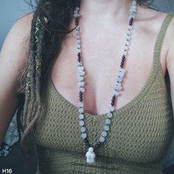 Krafthalsband Venus - Selenit & Granat