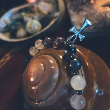 Kraftarmband Eternity - Selenit, Merlinit & Ametist