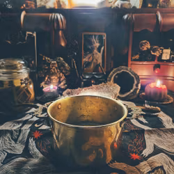 Gryta i Mässing med Blomsterhandtag