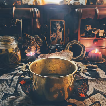 Gryta i Mässing med Blomsterhandtag