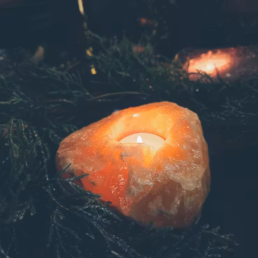 Ljuslykta i Orange Kalcit