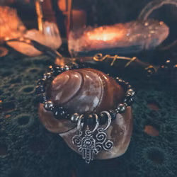 Armband "Fire & Earth" - Lavasten, Obsidian & Pyrit