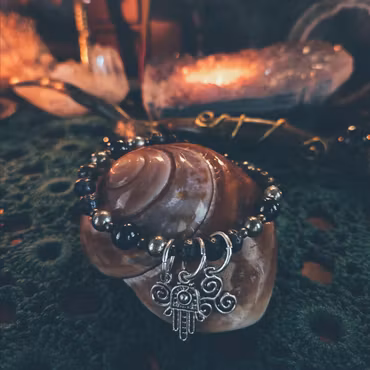 Armband "Fire & Earth" - Lavasten, Obsidian & Pyrit