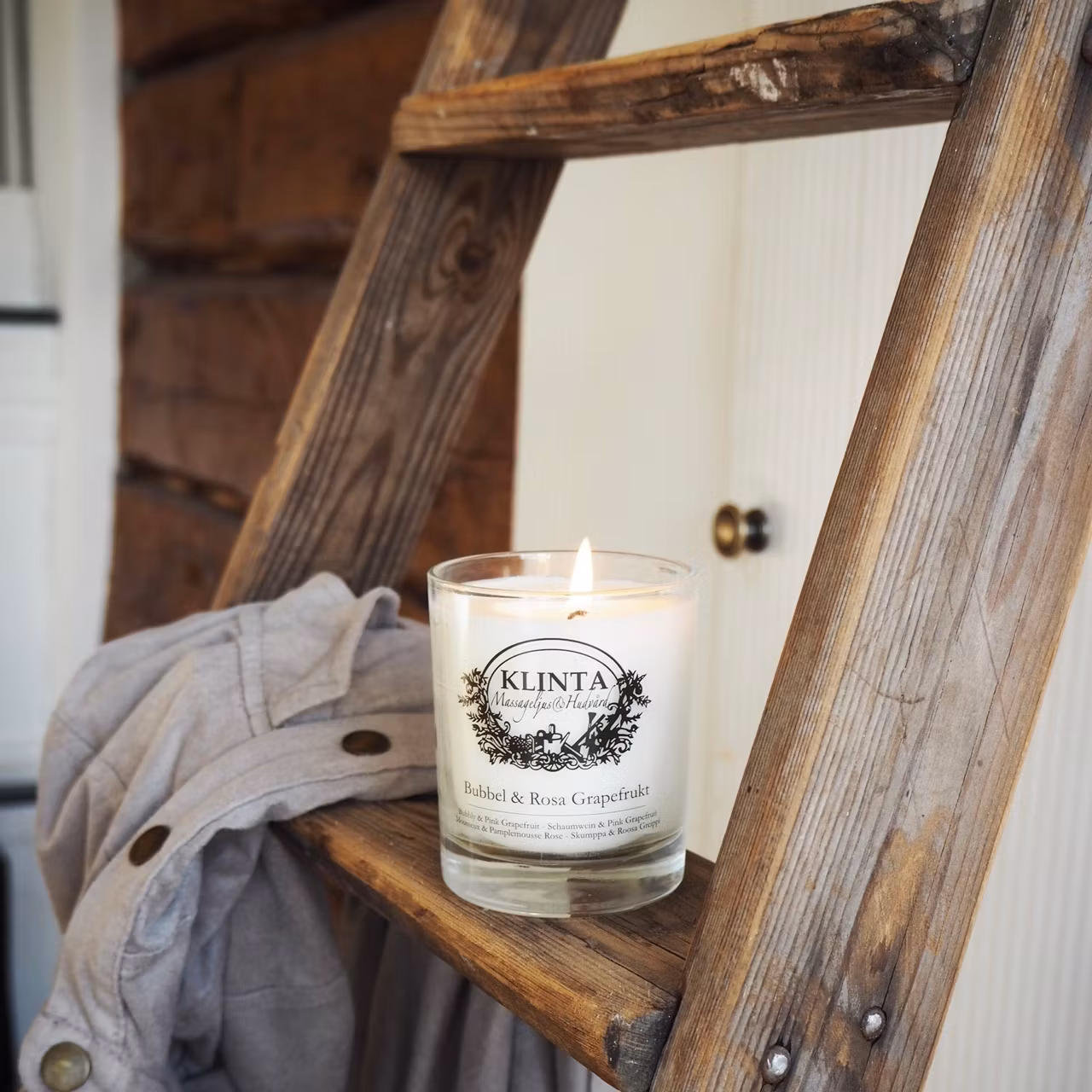Bobler & Rosa Grapefrugt, Duftlys & Massagelys 18t, Klinta