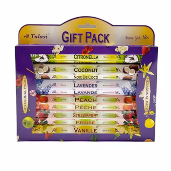 No 1 Gaveæske, 6-pak Røgelse Hex, Tulasi