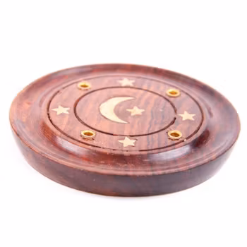 Måne og Stjerner i messing, Asksamler i mangotræ, rund