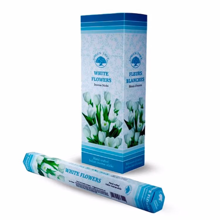 Hvide Blomster, røgelse, Green Tree