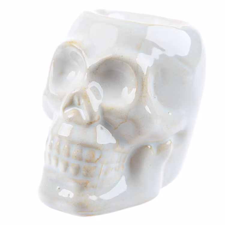 Dødningehoved Mini Hvid Keramik, Aromalampe