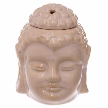Thai Buddha hoved creme keramik, Aromalampe