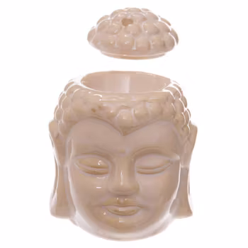 Thai Buddha hoved creme keramik, Aromalampe
