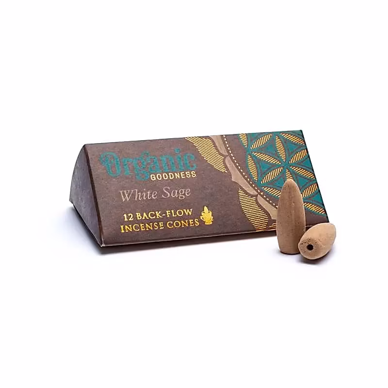 White Sage Backflow Røgelsekoner, Song of India, Økologisk