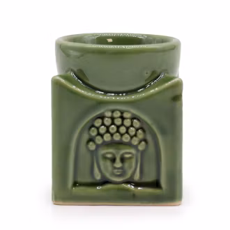 Kvadratisk Buddha Grøn keramik, Aromalampe