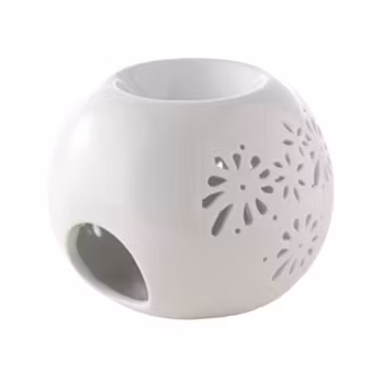 Hvid rund aromalampe med blomsterdesign