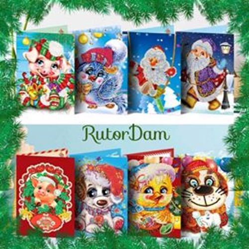 Julkort, crystal 8-pack