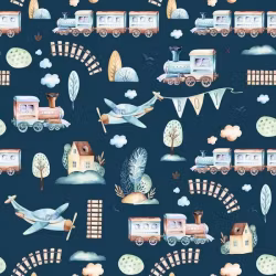 Inspiration Tåg & flygplan på mörkblått