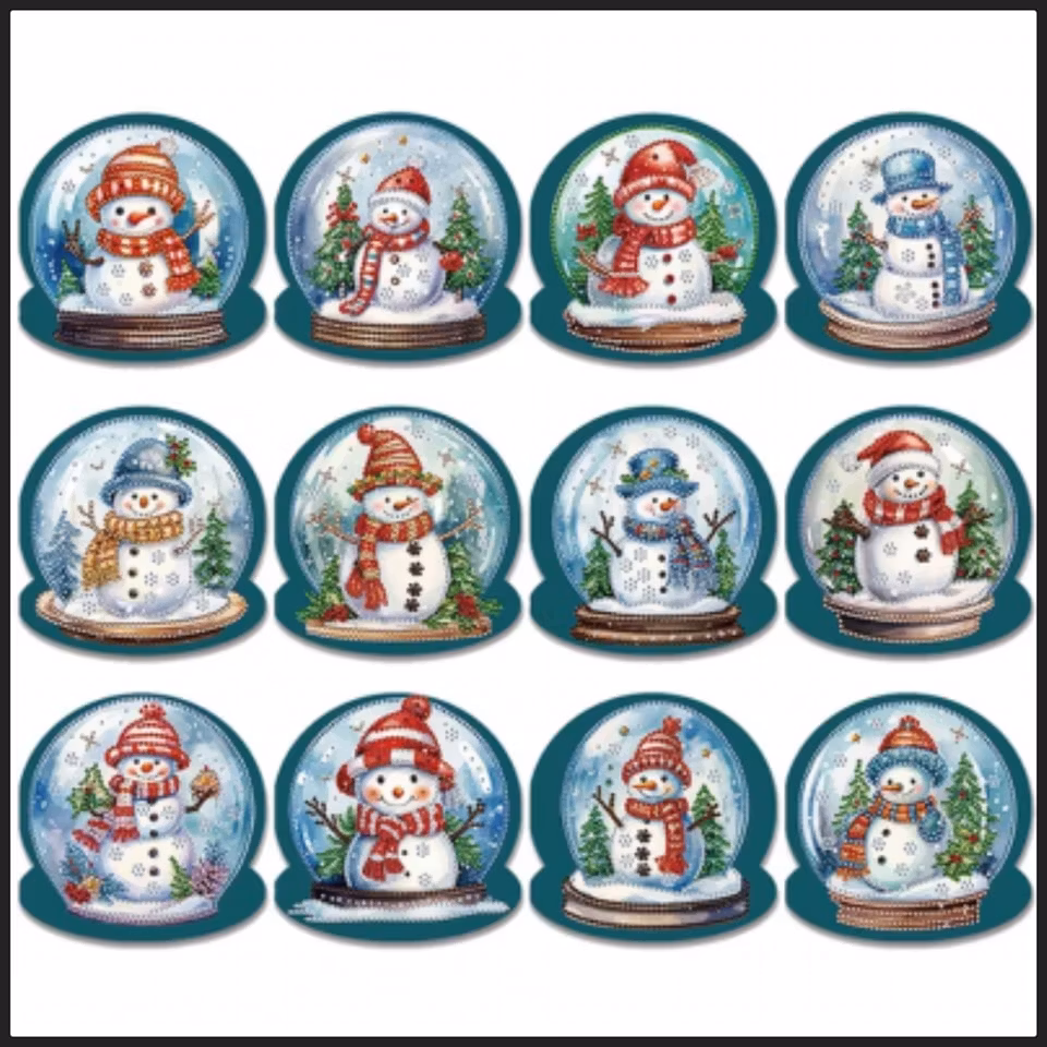Julkort Snöglob, 12-pack snögubbar