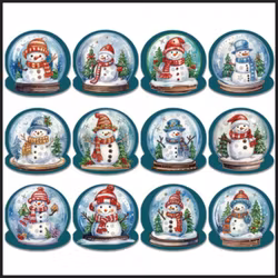Julkort Snöglob, 12-pack snögubbar
