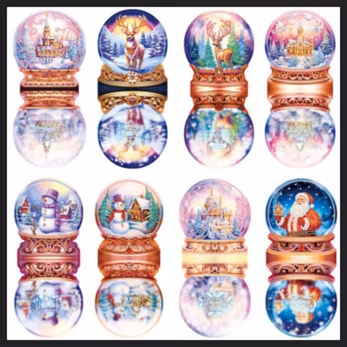 Julkort Snöglob, 8-pack mix B