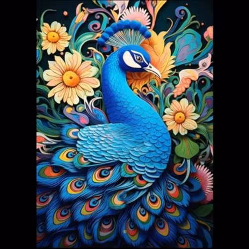 Påfågel 2, 50x70 cm